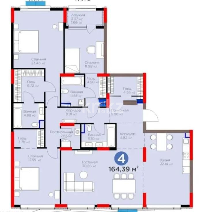 Продажа 4-комнатной квартиры, 165 м² в Астане