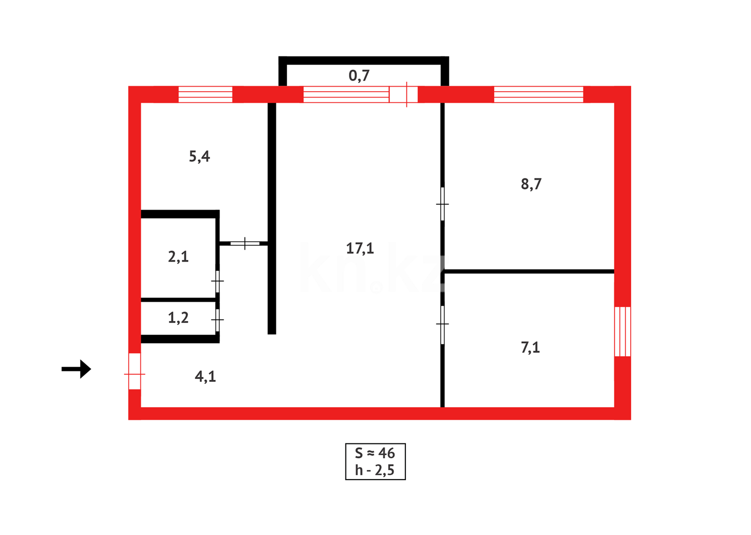 Продажа 3-комнатной квартиры, 44 м², 30А квартал в Абае - фото 9