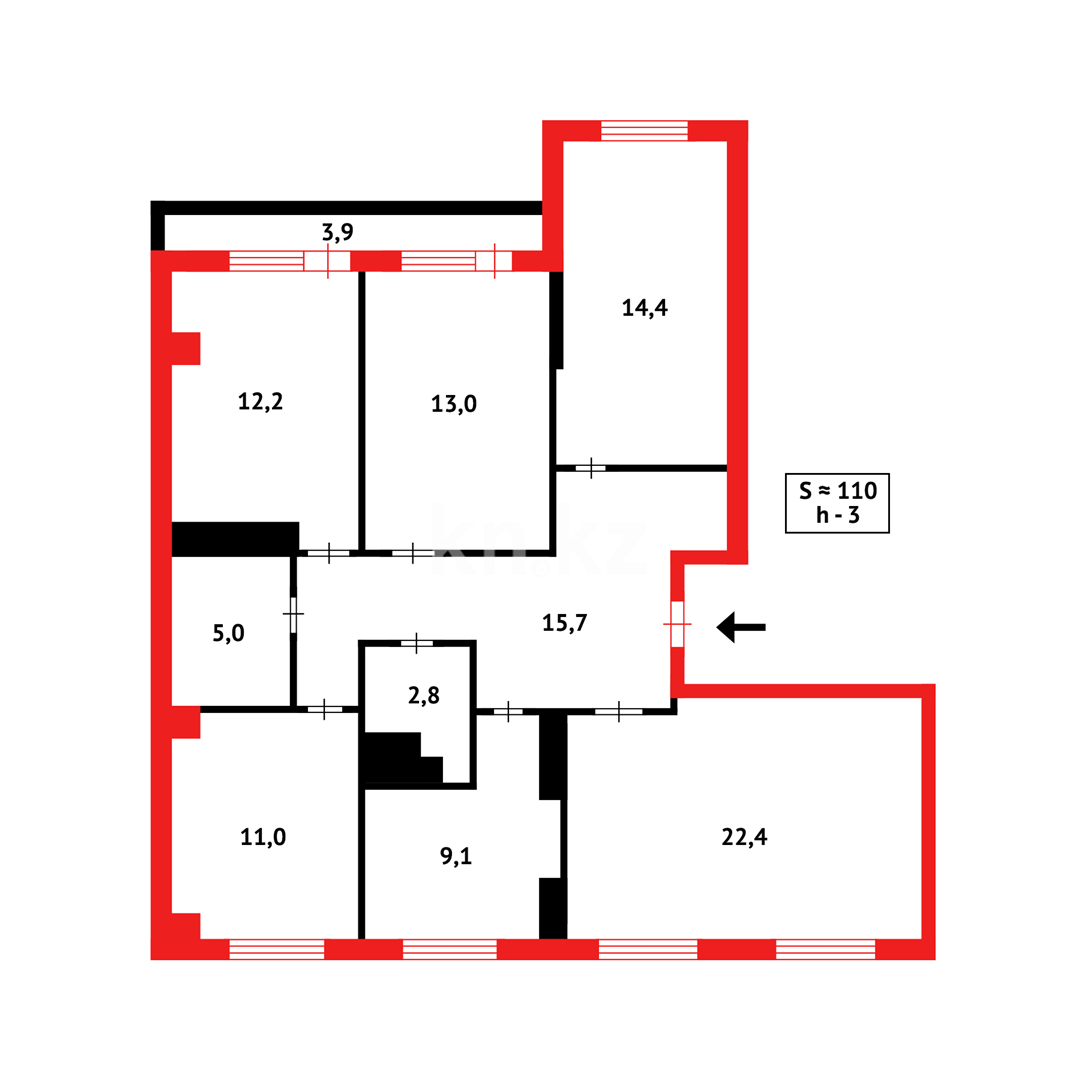 Продажа 5-комнатной квартиры, 109 м² в Караганде - фото 5