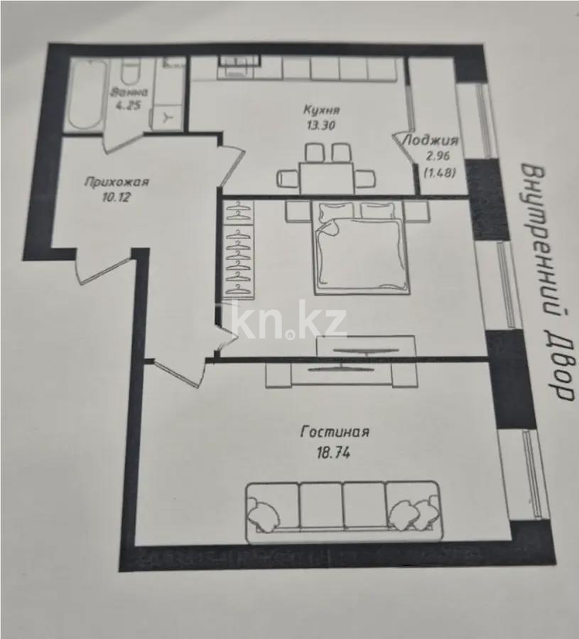 Продажа 2-комнатной квартиры, 63 м² в Астане