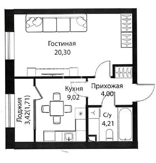 Продажа 1-комнатной квартиры, 39.26 м², ул. Жошы хана, дом  12/3 в Астане