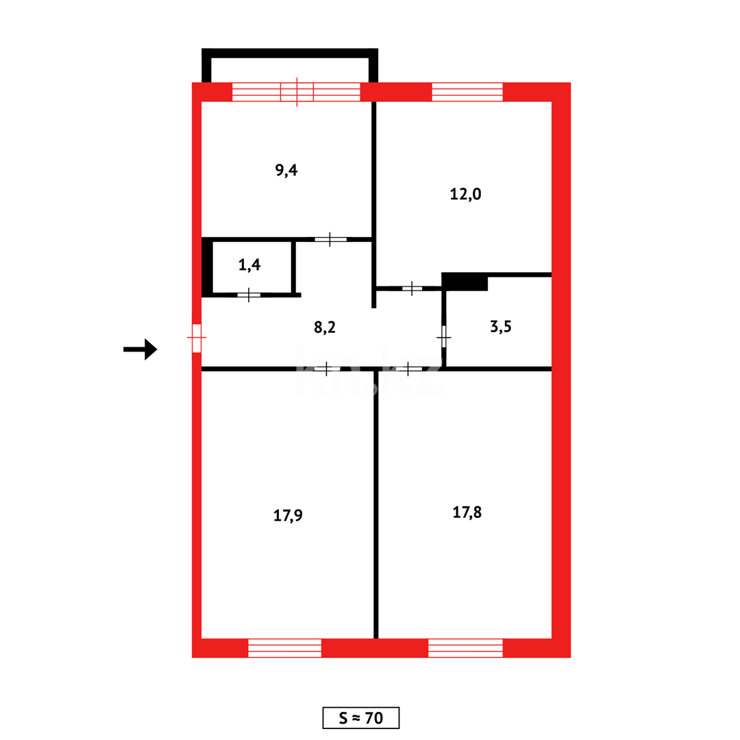 Продажа 3-комнатной квартиры, 70 м², мкр-н 9-й в Темиртау - фото 15