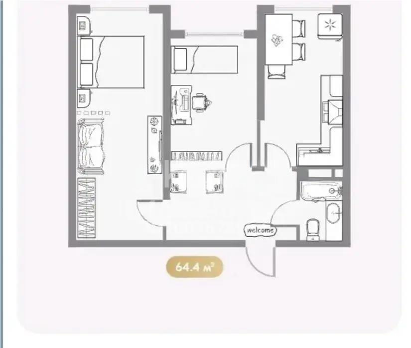 Продажа 2-комнатной квартиры, 64.4 м², мкр-н Шугыла, дом  340/41 в Алматы