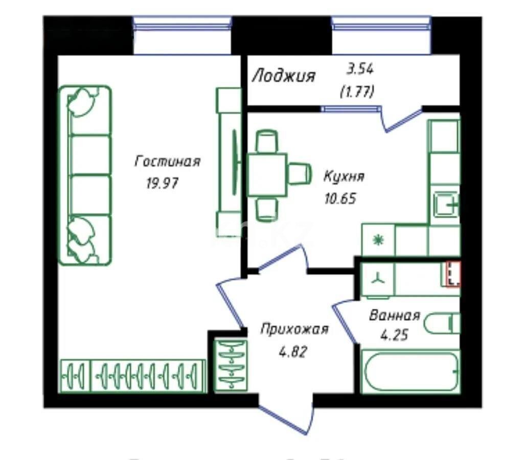 Продажа 1-комнатной квартиры, 42 м² в Астане
