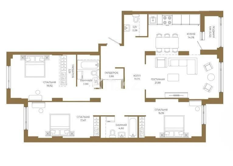 Продажа 4-комнатной квартиры, 126 м² в Астане