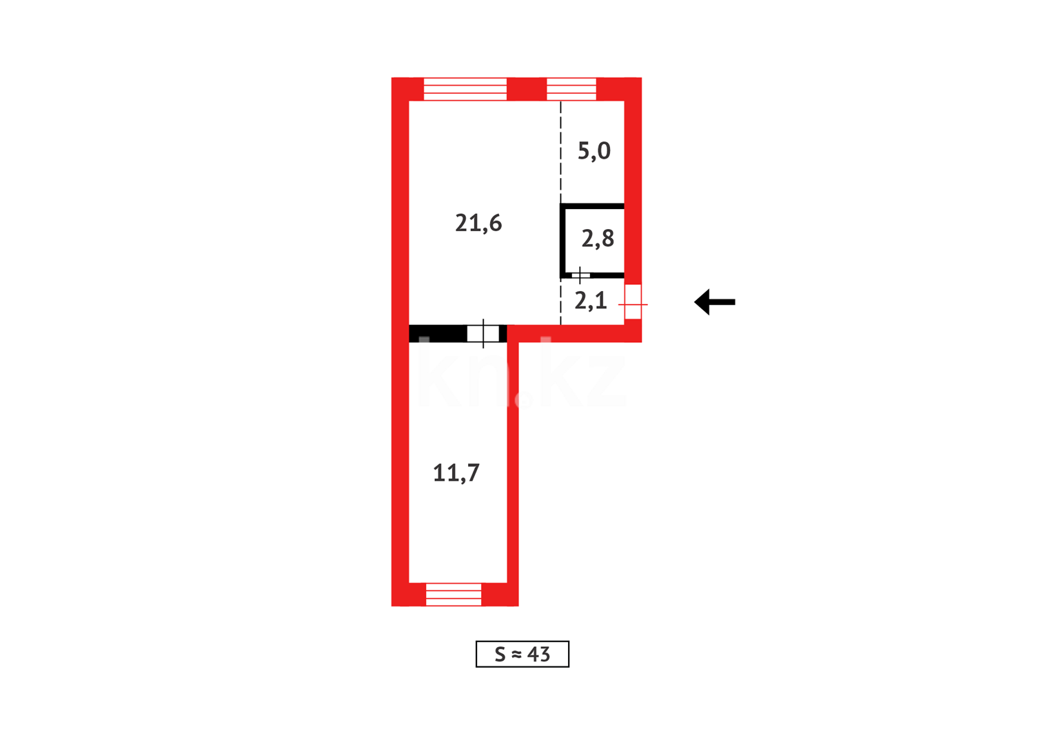 Продажа 2-комнатной квартиры, 43 м², ул. Жакенова в Сарани - фото 12