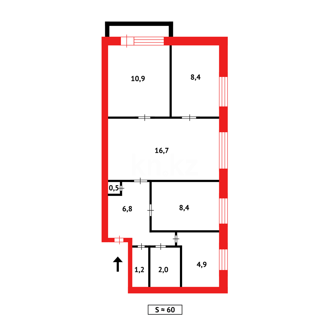 Продажа 4-комнатной квартиры, 59 м², ул. Маметовой в Караганде - фото 12