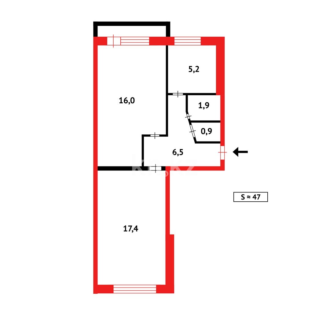 Продажа 2-комнатной квартиры, 49 м² в Темиртау