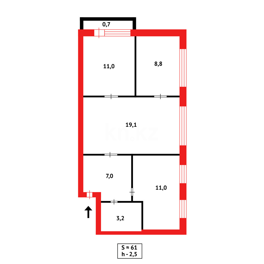 Продажа 3-комнатной квартиры, 60 м², мкр-н 23, дом  11 в Караганде - фото 15