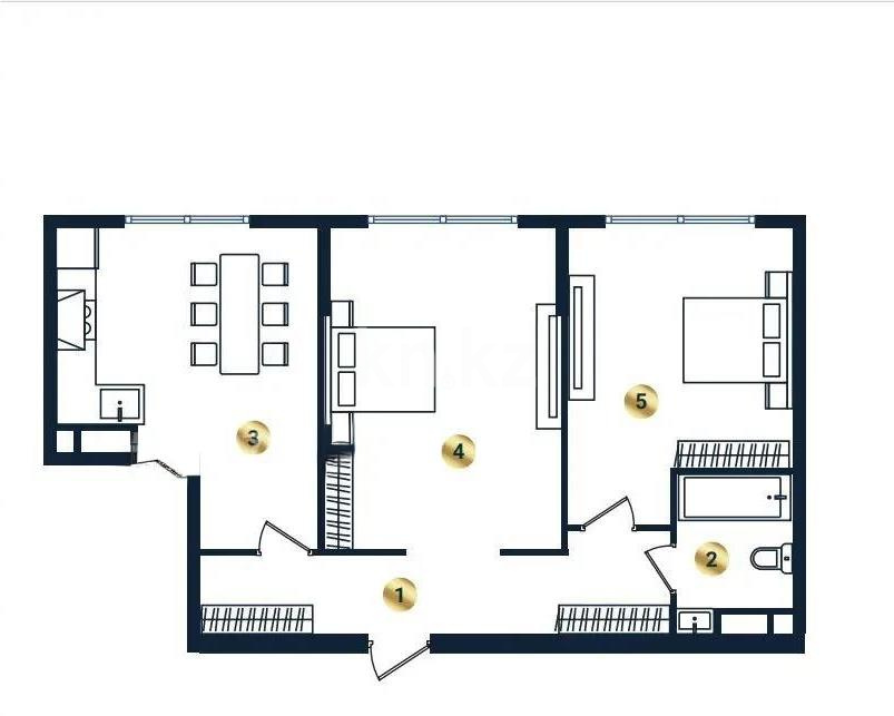 Продажа 2-комнатной квартиры, 70 м², ул. Сыбызгы, дом  100 стр в Алматы