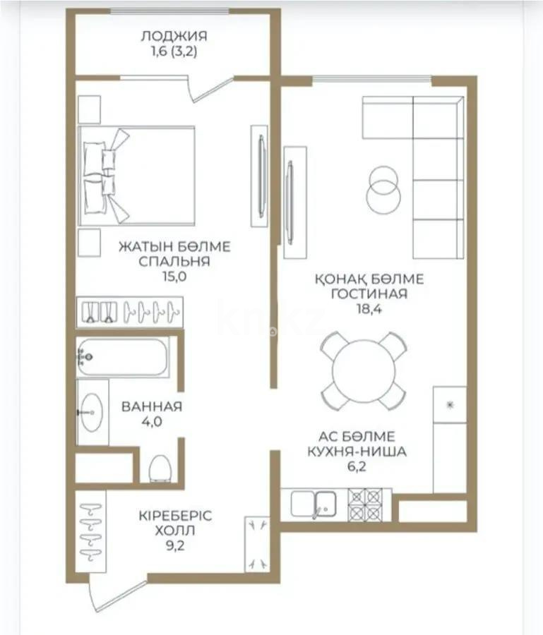Продажа 2-комнатной квартиры, 54.5 м² в Алматы