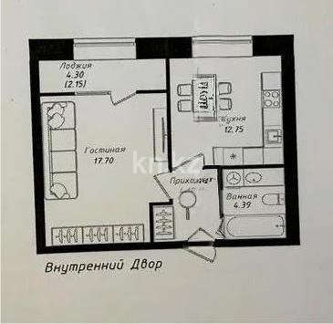 Продажа 1-комнатной квартиры, 40.1 м² в Астане
