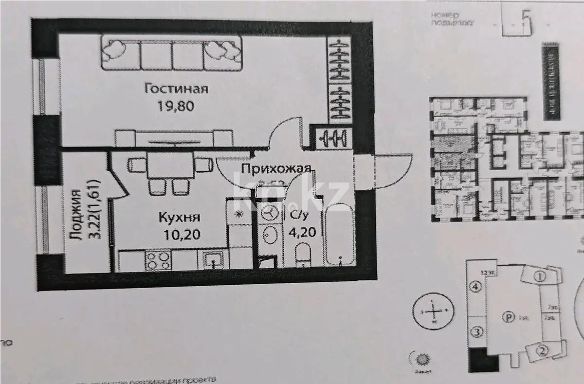 Продажа 1-комнатной квартиры, 39.1 м² в Астане