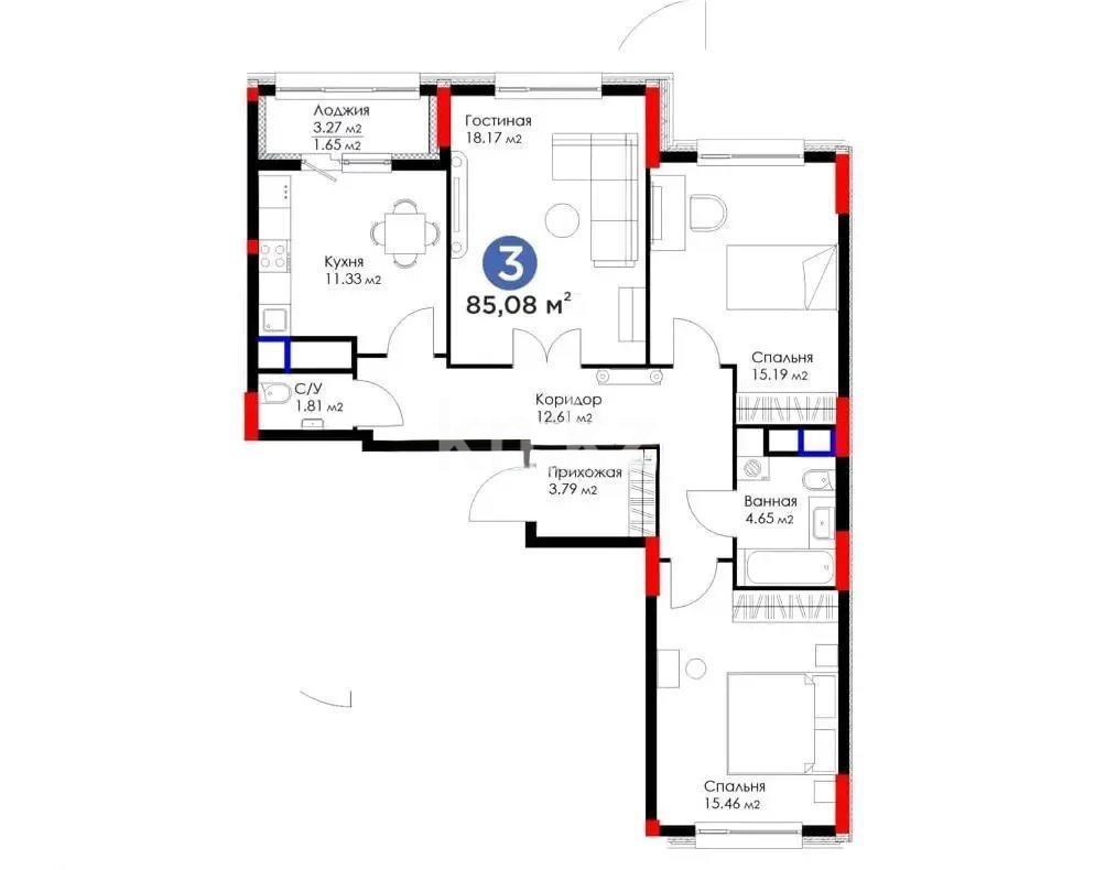 Продажа 3-комнатной квартиры, 85 м² в Астане - фото 8
