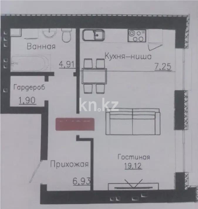 Продажа 1-комнатной квартиры, 40.11 м² в Астане