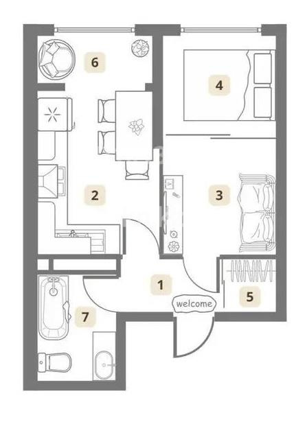 Продажа 2-комнатной квартиры, 42.2 м² в Алматы