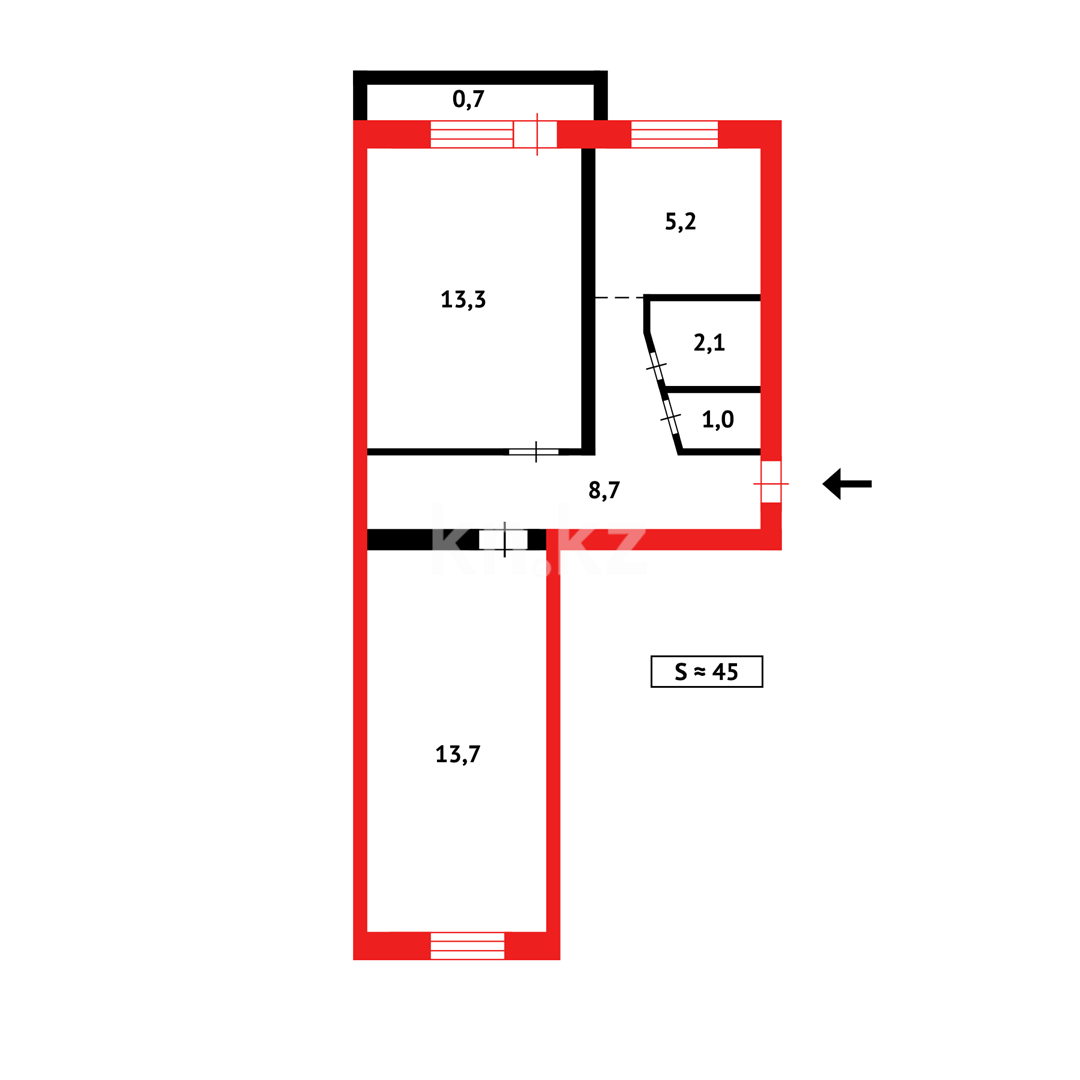 Продажа 2-комнатной квартиры, 46 м², ул. Локомотивная, дом  141 в Караганде - фото 11