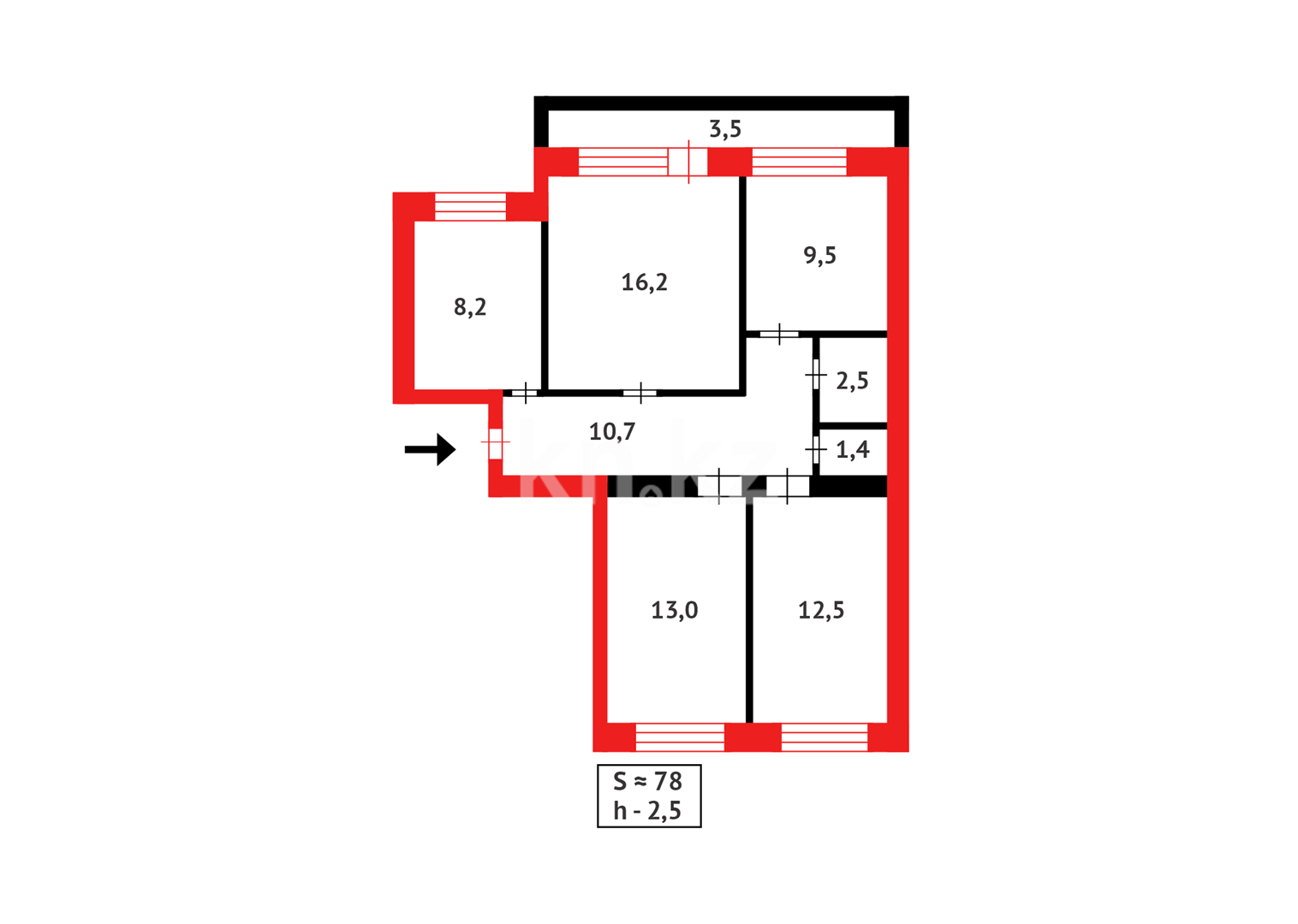 Продажа 4-комнатной квартиры, 75 м², мкр-н 19 в Караганде - фото 11