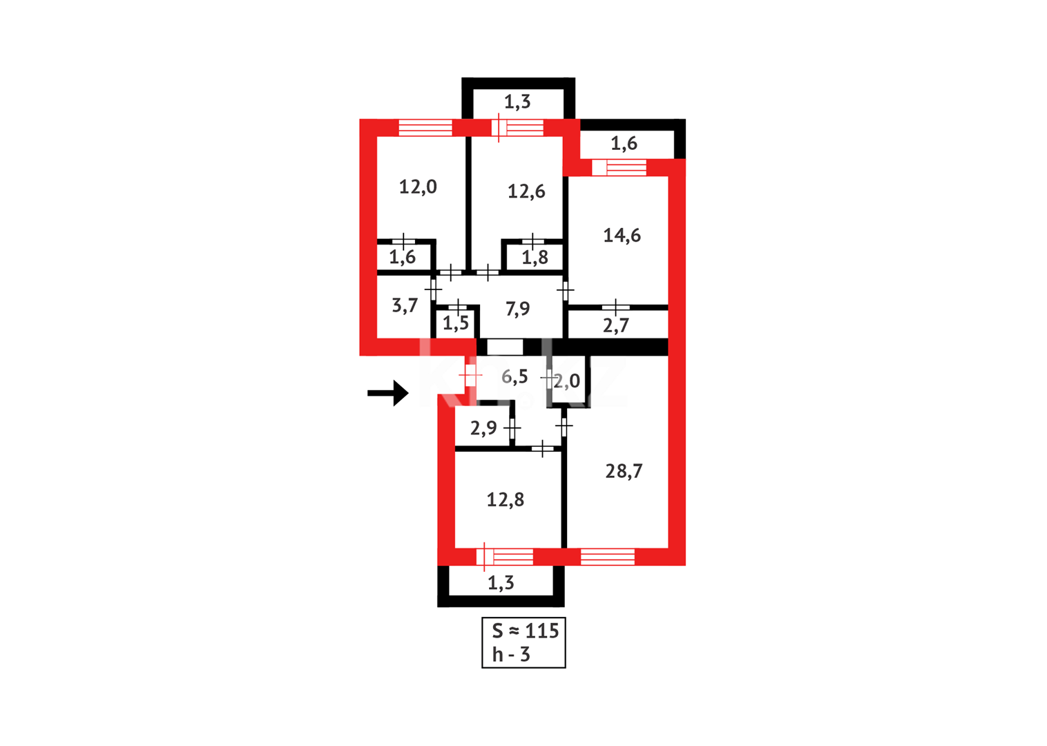 Продажа 4-комнатной квартиры, 115 м², ул. Букетова в Караганде - фото 29
