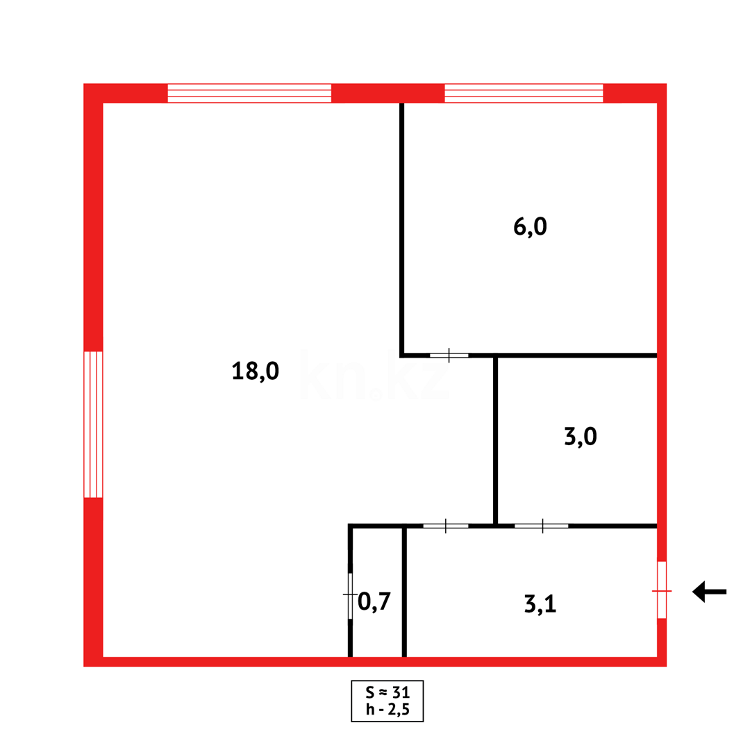 Продажа 1-комнатной квартиры, 30 м², ул. Зелинского в Караганде - фото 12