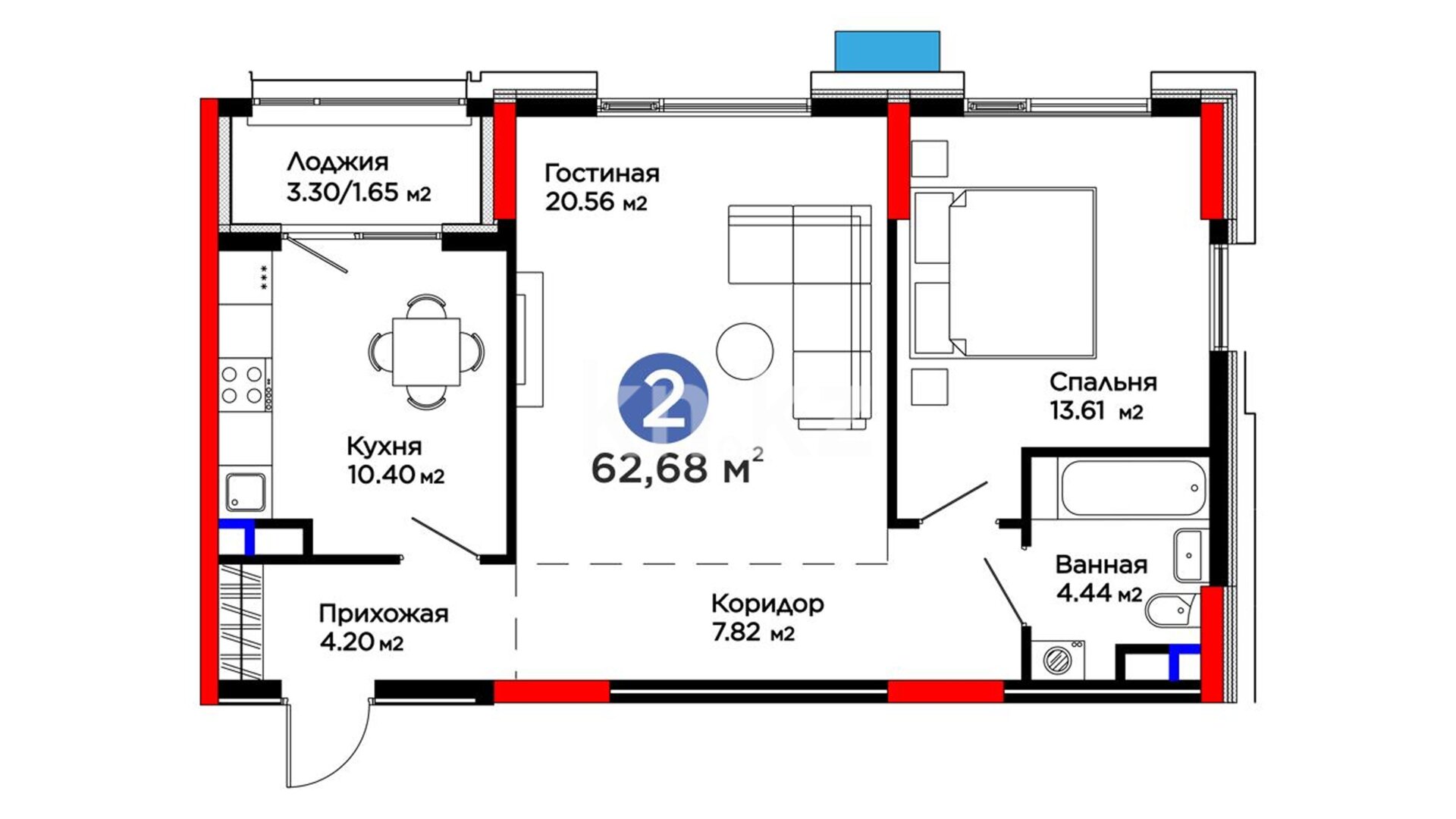 ЖК GreenLine.Garden, 2-комнатная, цена 50 507 544 ₸, 805 800 ₸&nbsp;/&nbsp;м²