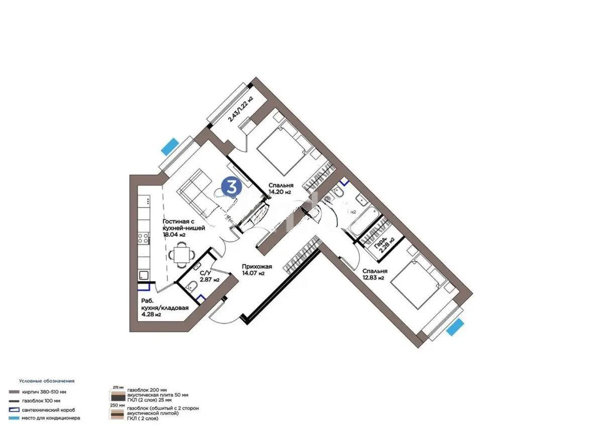 Продажа 3-комнатной квартиры, 83.27 м², пр. Жумабаева, дом  38 в Астане