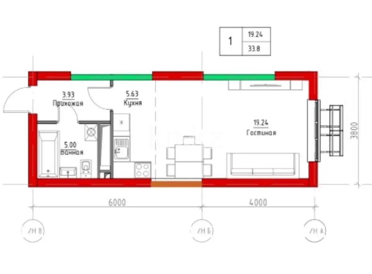 Продажа 1-комнатной квартиры, 33.8 м² в Алматы