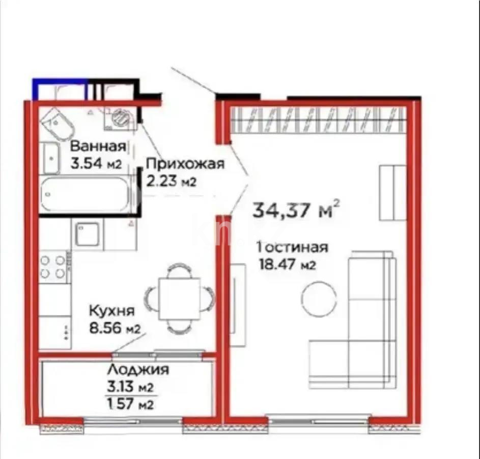 Продажа 1-комнатной квартиры, 35 м², ул. Е-915, дом  9 в Астане - фото 3