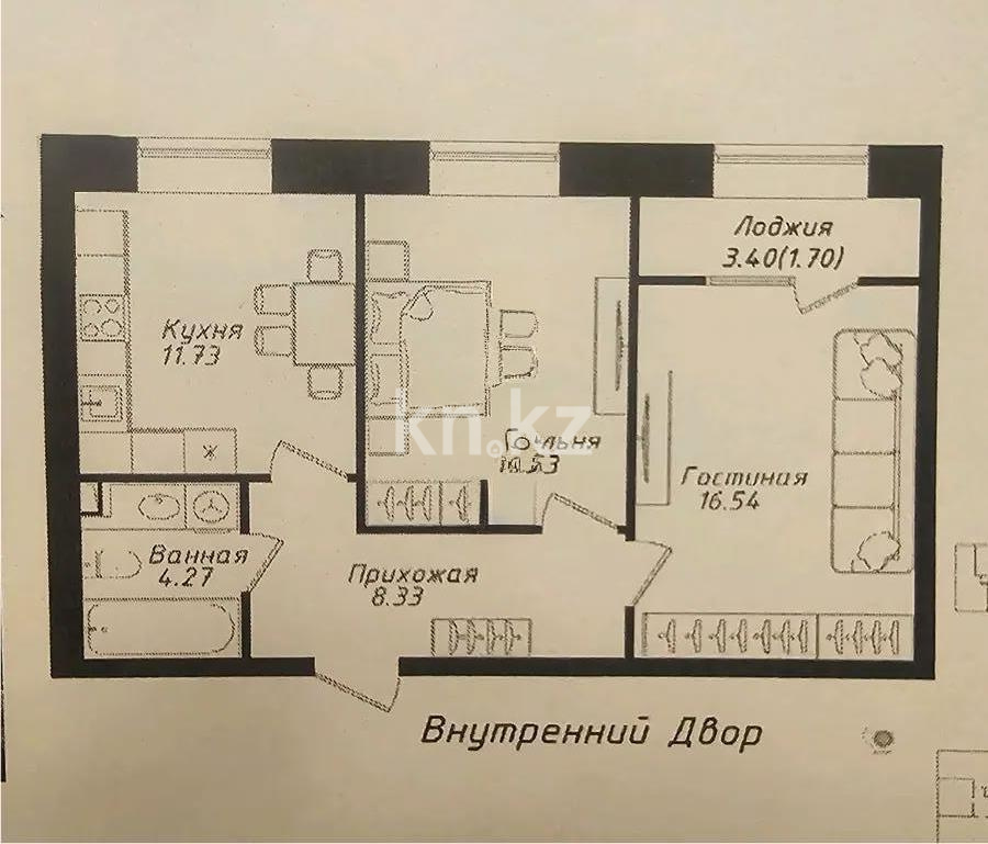 Продажа 2-комнатной квартиры, 56.1 м² в Астане