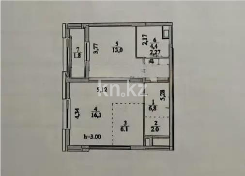 Продажа 2-комнатной квартиры, 50.3 м² в Астане