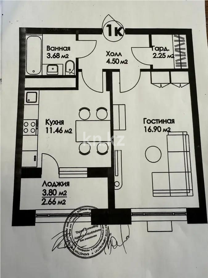 Продажа 1-комнатной квартиры, 41.5 м² в Астане