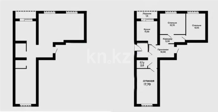 Продажа 3-комнатной квартиры, 80 м², ул. Гапеева, дом  1/9 в Караганде