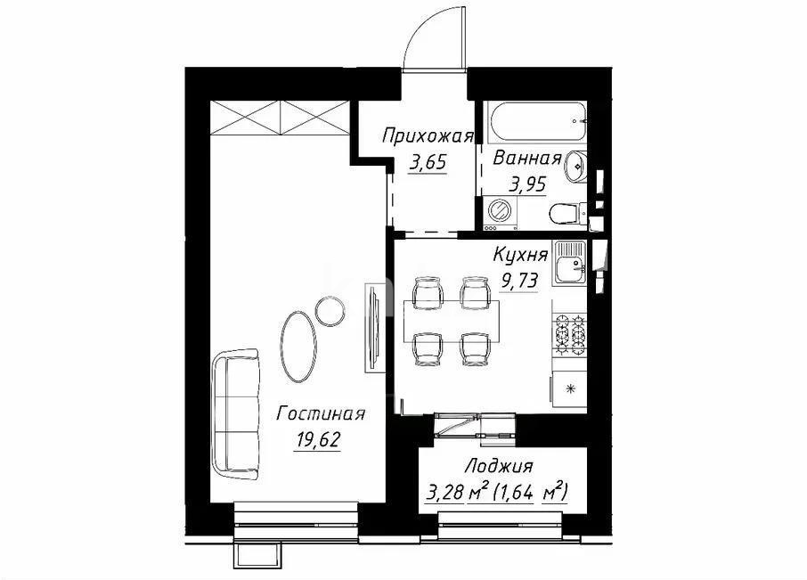 Продажа 1-комнатной квартиры, 38.59 м², ул. Айтматова, дом  1 стр в Астане