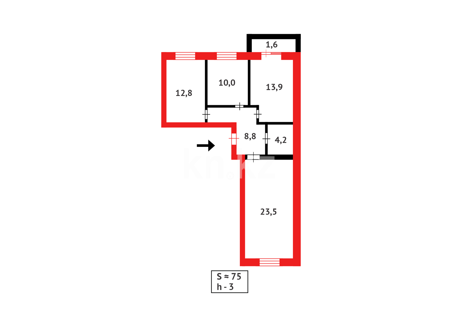 Продажа 3-комнатной квартиры, 75 м² в Караганде - фото 27