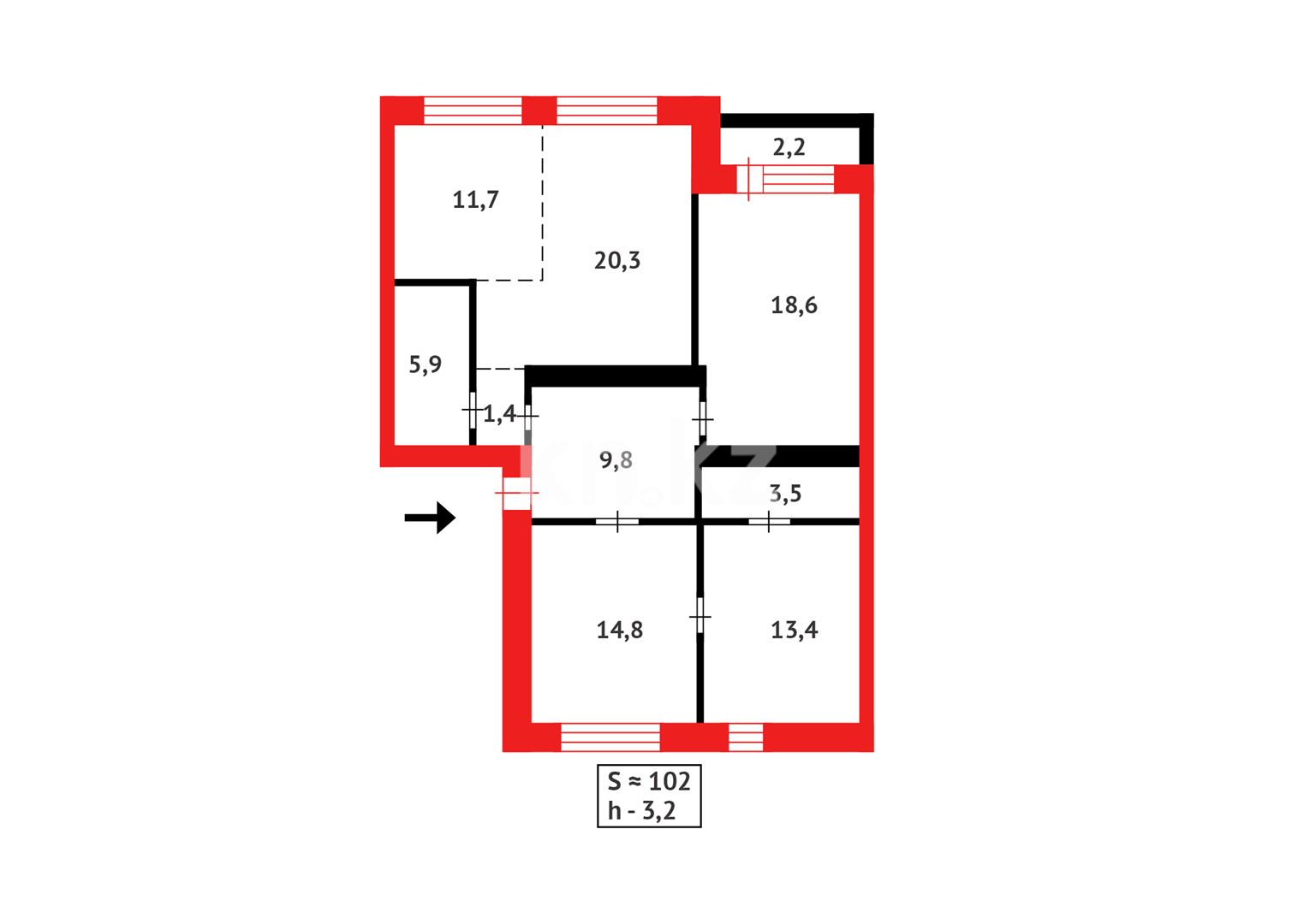 Продажа 4-комнатной квартиры, 102 м² в Караганде - фото 19