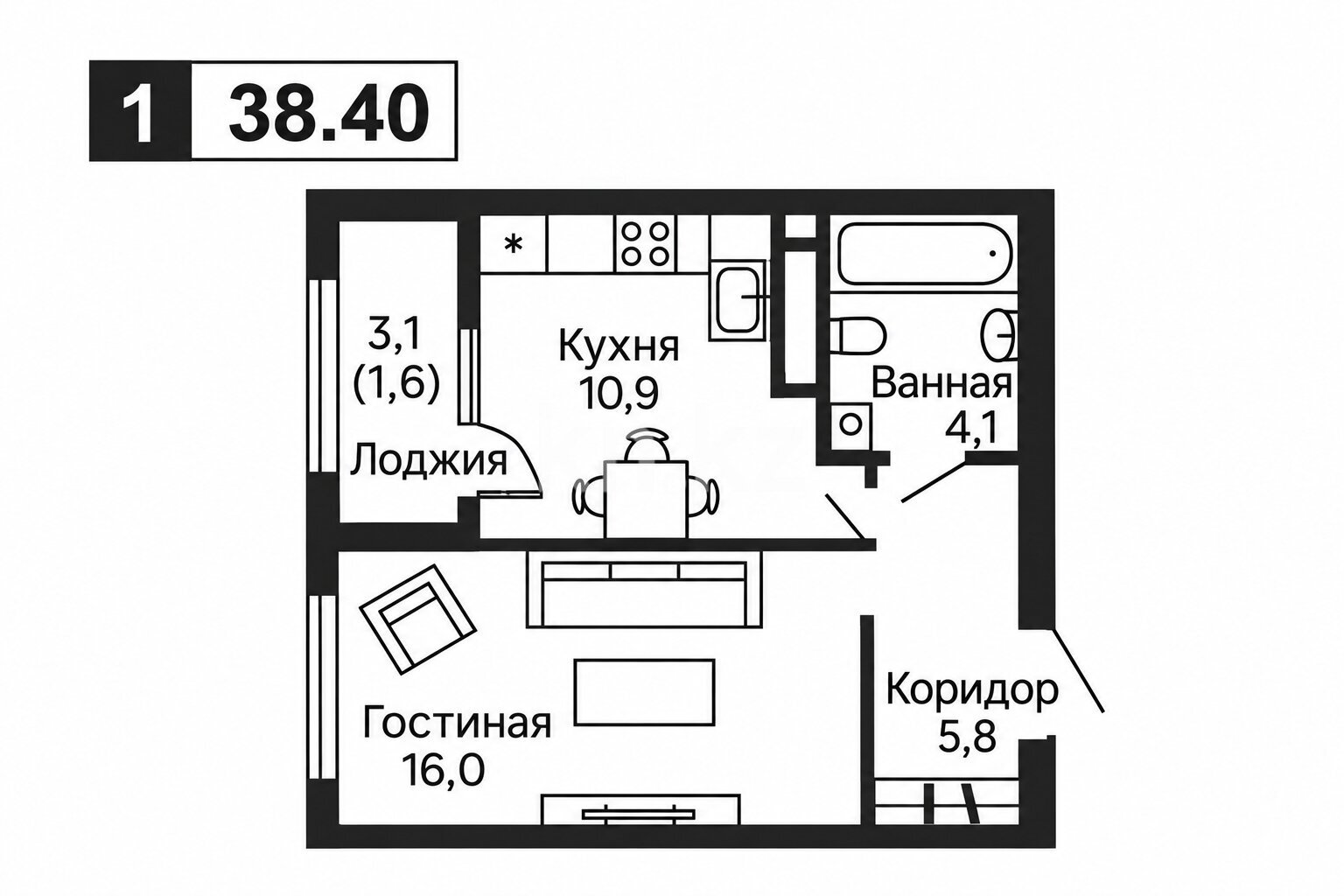 Продажа 1-комнатной квартиры, 38.4 м² в Алматы - фото 2