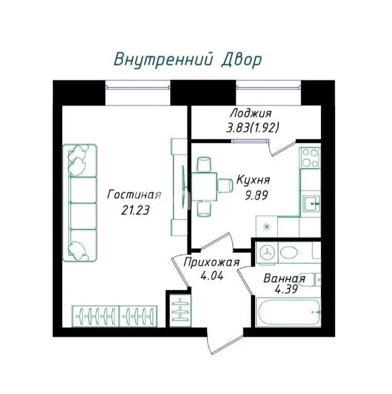 Продажа 1-комнатной квартиры, 42 м² в Астане