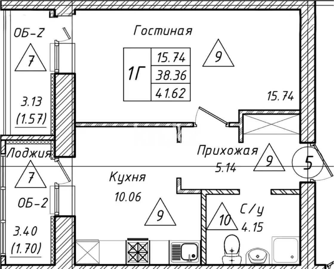 Продажа 1-комнатной квартиры, 38.35 м², ул. Айтматова, дом  33 стр в Астане