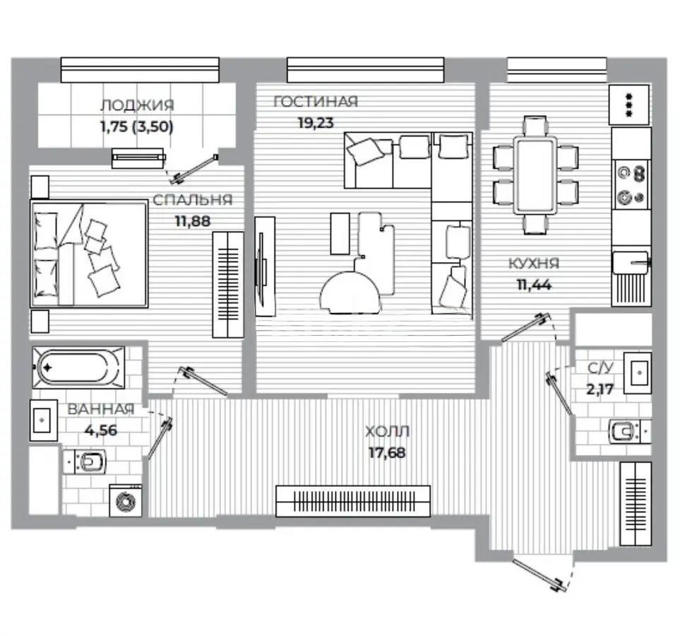 Продажа 2-комнатной квартиры, 70 м² в Астане