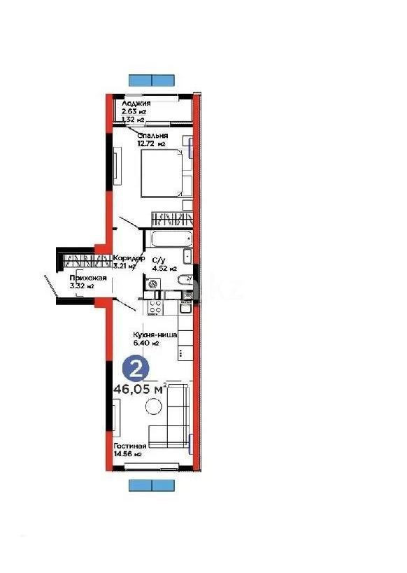 Продажа 2-комнатной квартиры, 46 м² в Алматы