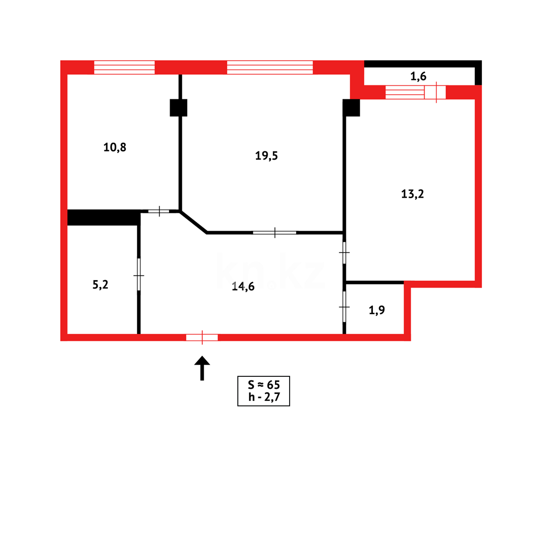 Продажа 2-комнатной квартиры, 65 м² в Караганде - фото 10