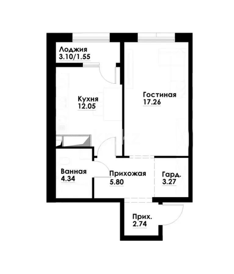 Продажа 1-комнатной квартиры, 48 м² в Алматы