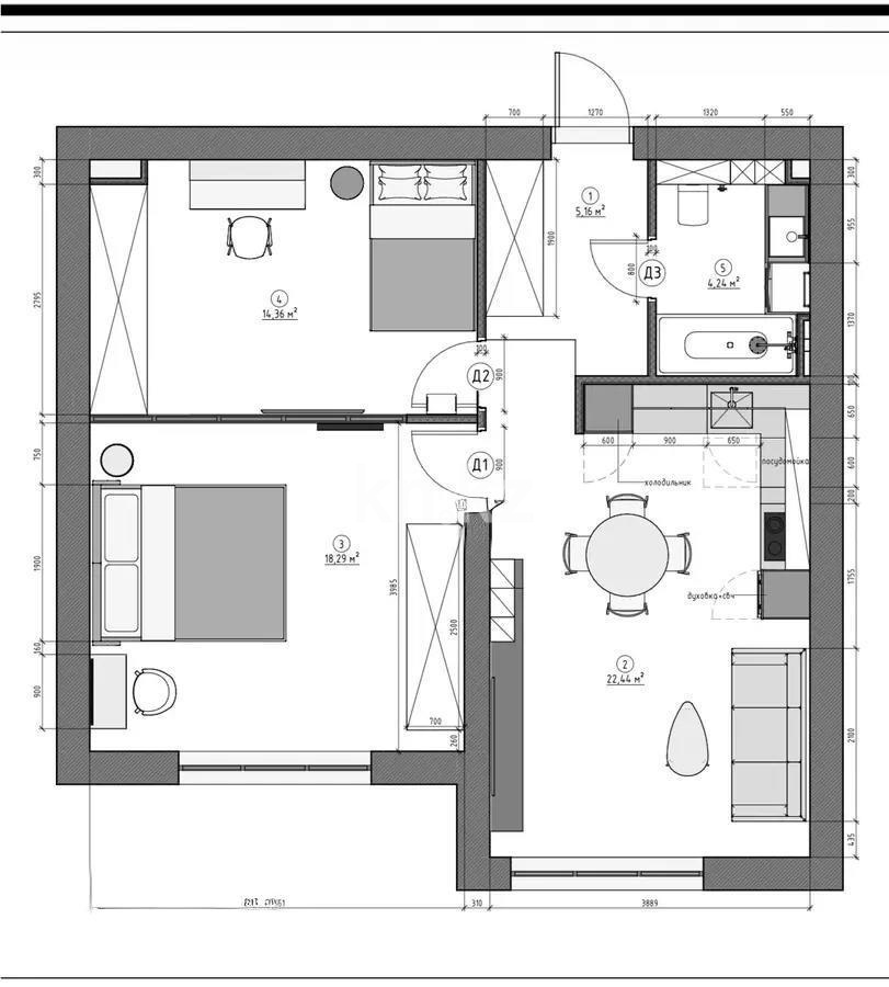 Продажа 2-комнатной квартиры, 64.5 м² в Алматы