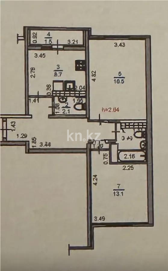 Продажа 2-комнатной квартиры, 58.1 м², ул. Байтерекова, дом  51 в Алматы - фото 6