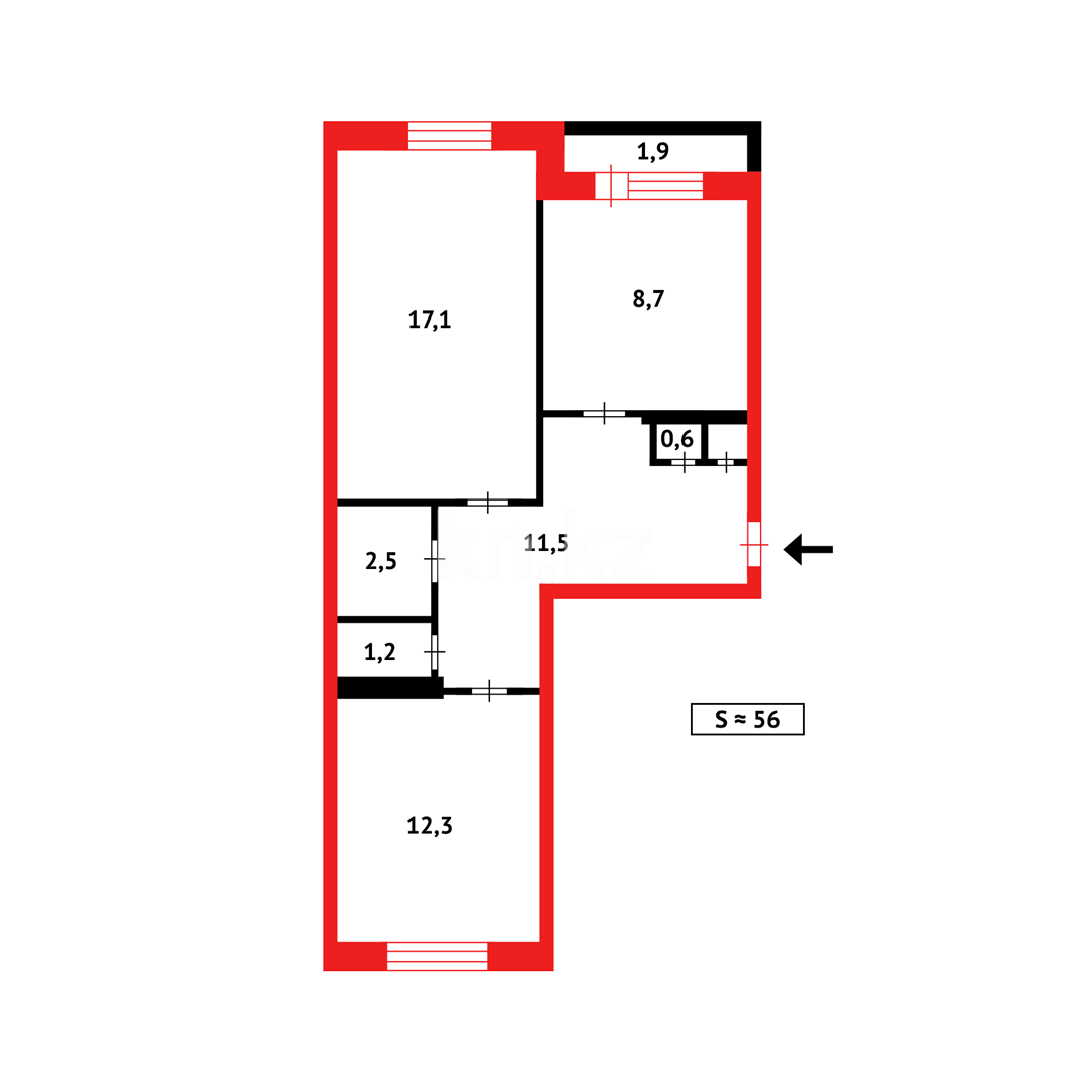 Продажа 2-комнатной квартиры, 56 м² в Темиртау - фото 10