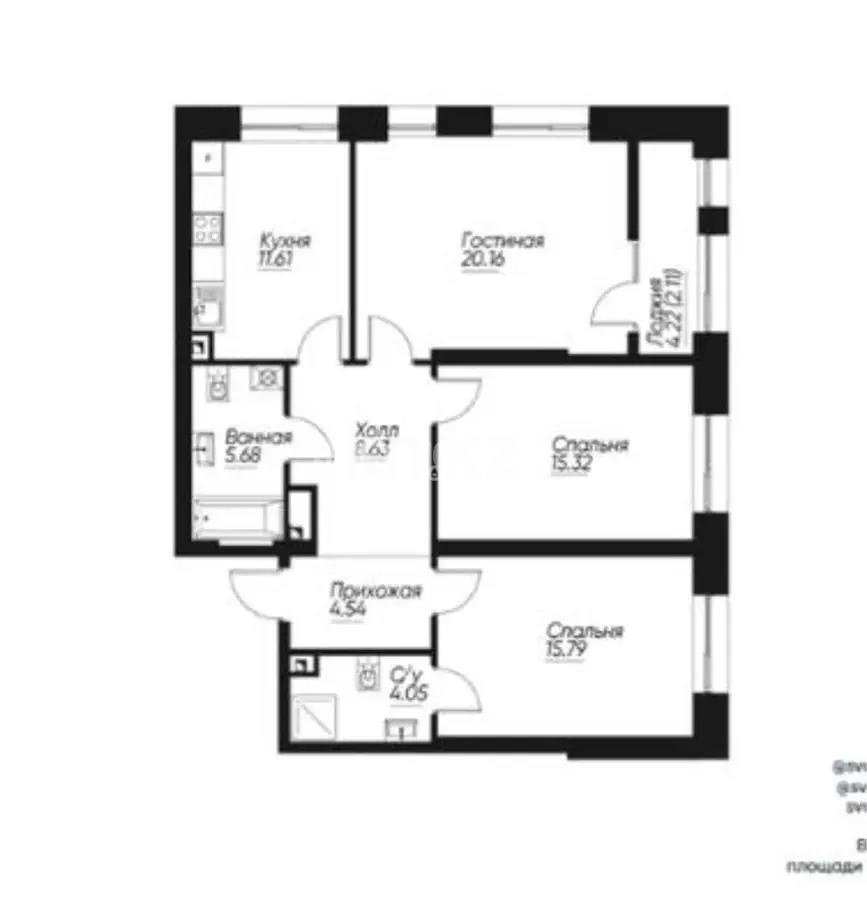 Продажа 3-комнатной квартиры, 88 м², ул. Навои, дом  30а/1 в Алматы