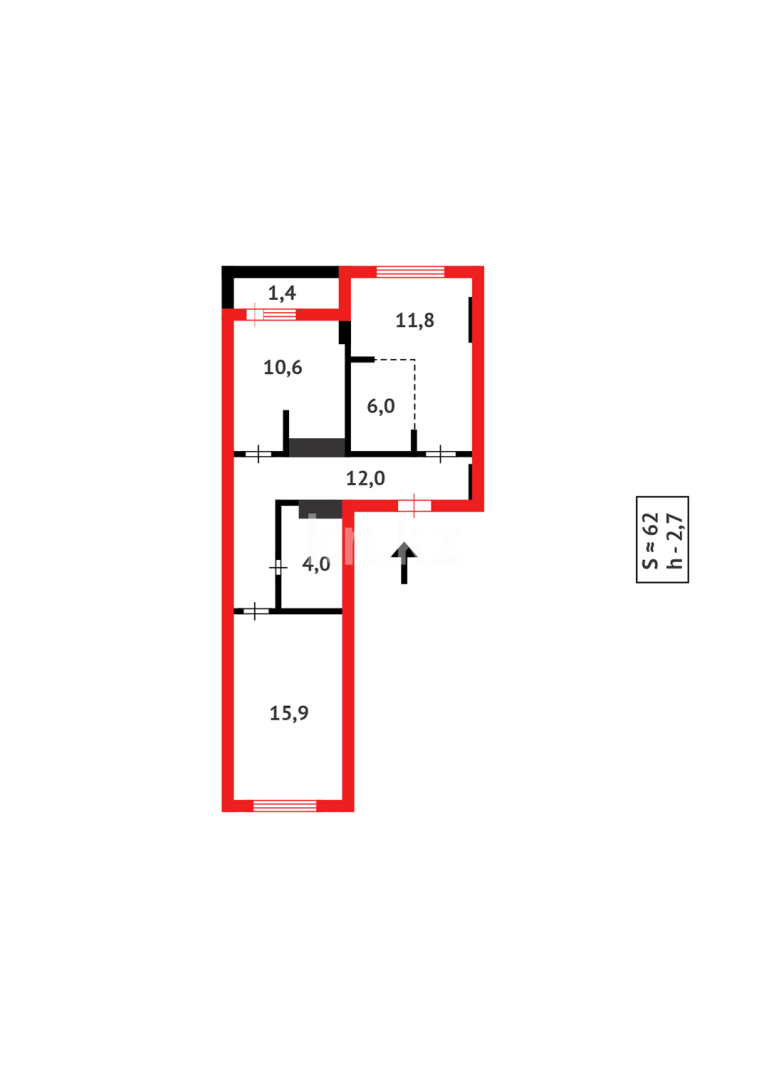 Продажа 3-комнатной квартиры, 61.7 м², ул. Тархана в Астане - фото 16