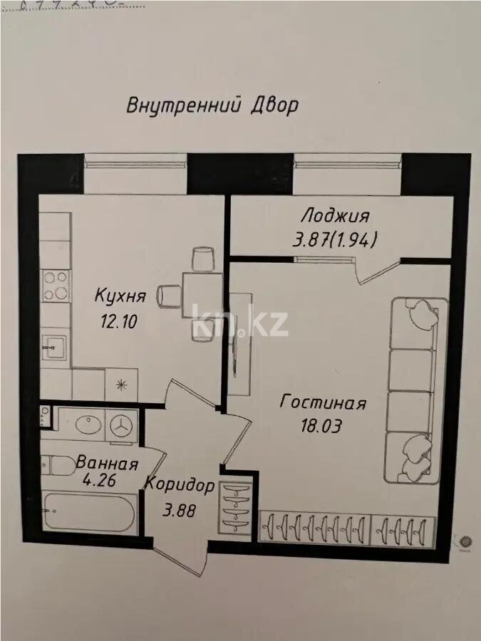 Продажа 1-комнатной квартиры, 40.21 м² в Астане