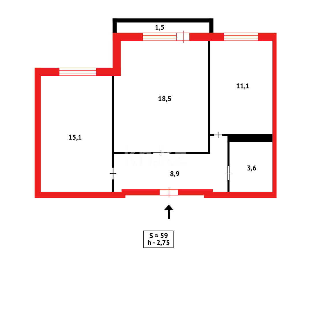 Продажа 2-комнатной квартиры, 60 м², пр. Шахтеров в Караганде - фото 14