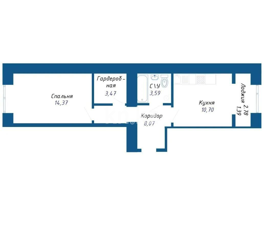 Продажа 1-комнатной квартиры, 39.91 м², ул. Тынышбайулы, дом  6 стр в Астане